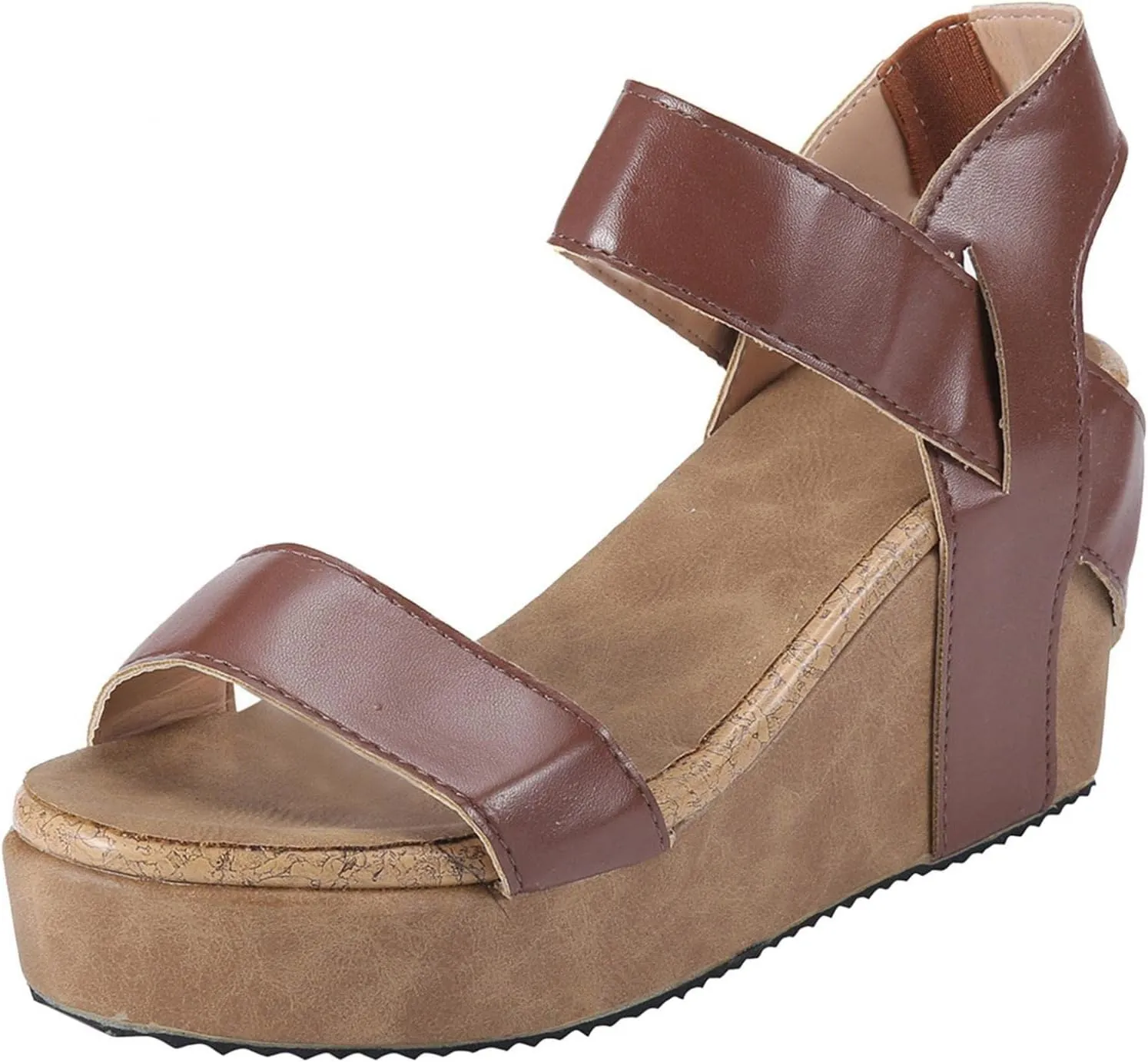 ZBYY Women's Ankle-Strap Heeled Sandals Open Toe Platform Wedge Slip On Sandals Casual Summer Beach Sandals Shoes