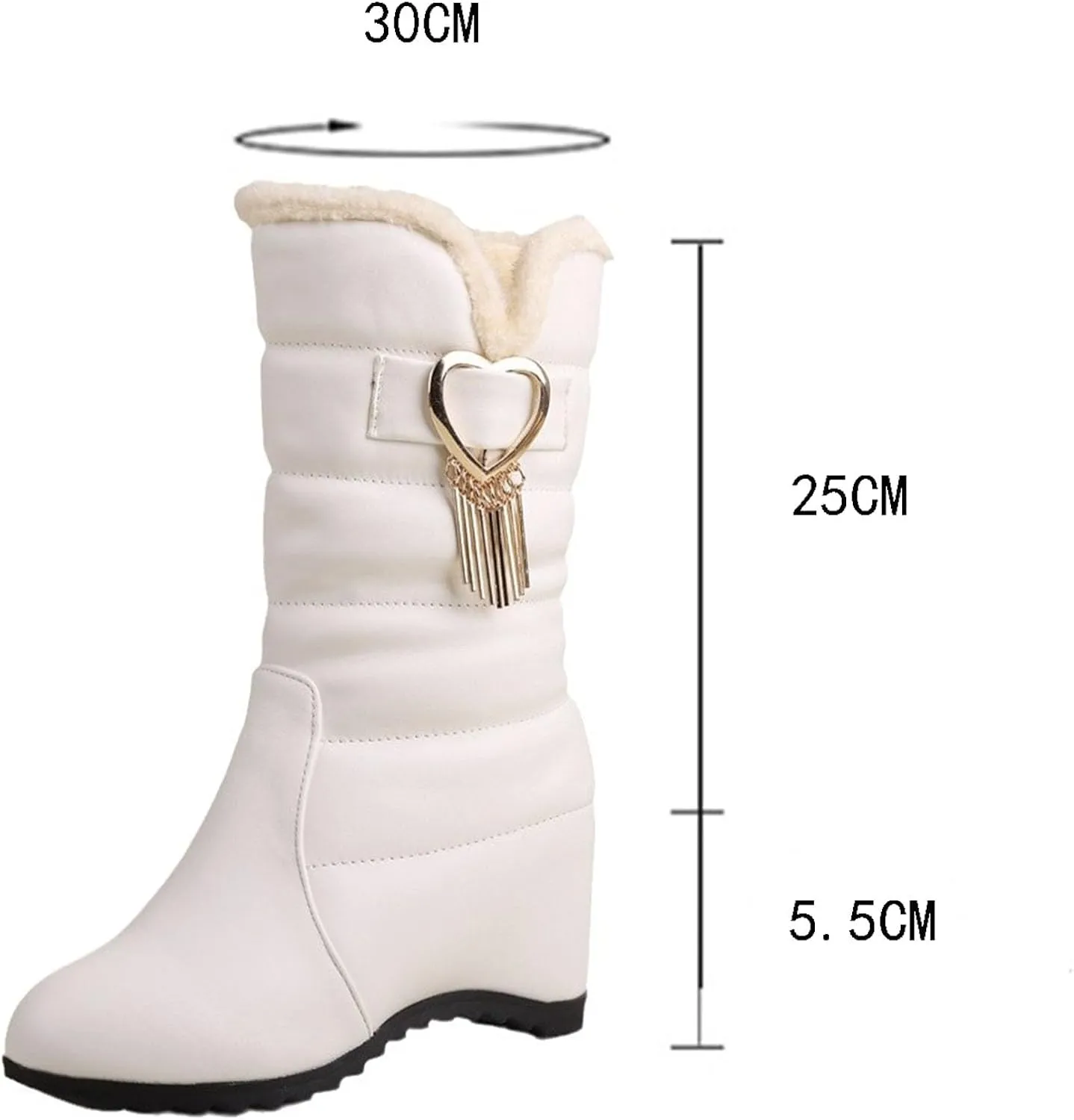 Zipper Mid Calf Snow Boots, Short Plush Lined Raw Edge Warm Straight Boots Patent Leather Dirt Resistant Women's Boots Metal Tassel Decoration Fashion Boots