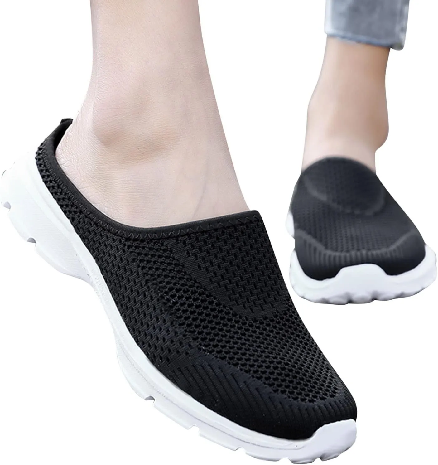 ZSpzx Quick Dry Casual Boat Shoes for Women Slip On Low Top Mesh Breathable Elastic Athletic Closed Toe Tennis Running Sneakers r Ladies Flat Fashion Casual Shoe for Gym Travel Daily Wear