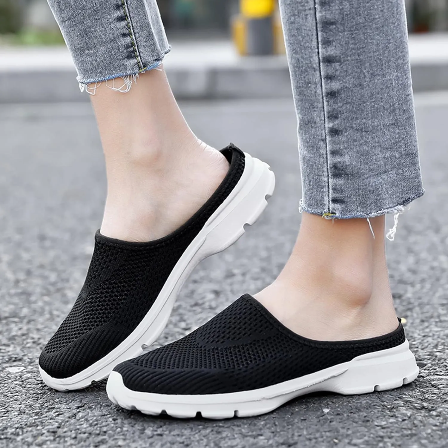 ZSpzx Quick Dry Casual Boat Shoes for Women Slip On Low Top Mesh Breathable Elastic Athletic Closed Toe Tennis Running Sneakers r Ladies Flat Fashion Casual Shoe for Gym Travel Daily Wear