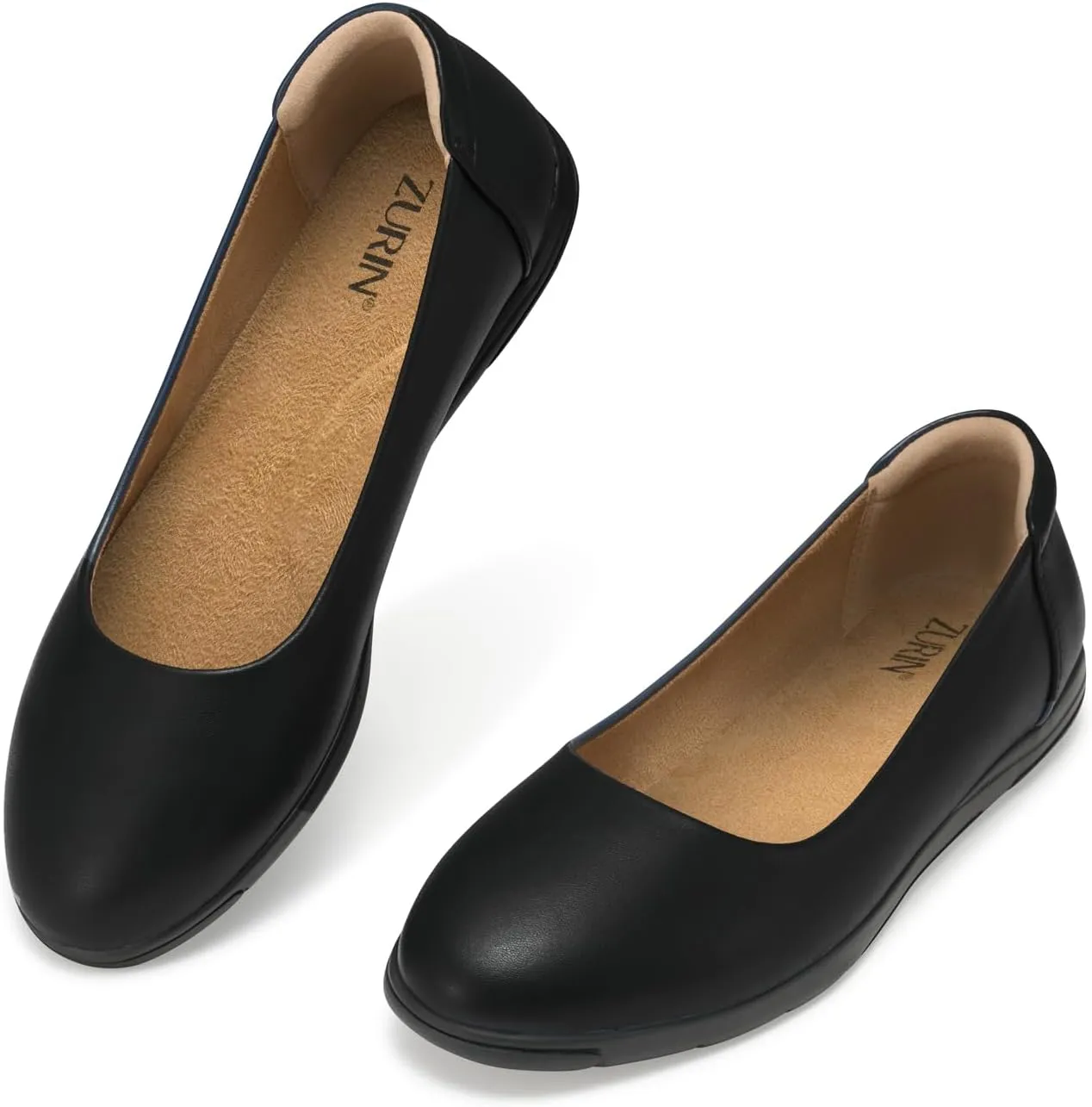 ZURIN Women's Comfortable Ballet Dressy Flats, Round Toe Slip On Flats Dress Work Shoes for Business Casual