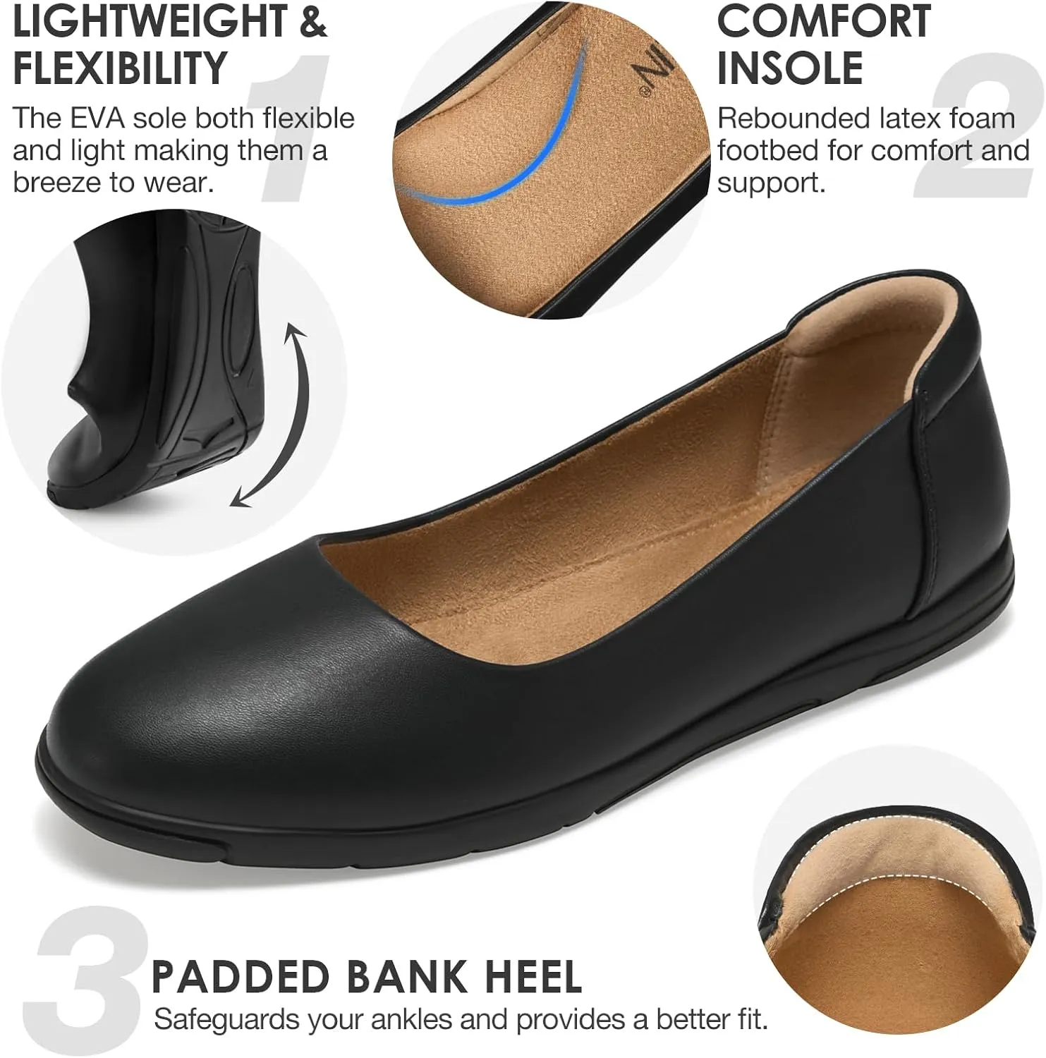 ZURIN Women's Comfortable Ballet Dressy Flats, Round Toe Slip On Flats Dress Work Shoes for Business Casual